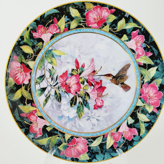 Vintage Royal Doulton Ruby Topaz Hummingbird Plate, Franklin Mint Heirloom Limited Edition