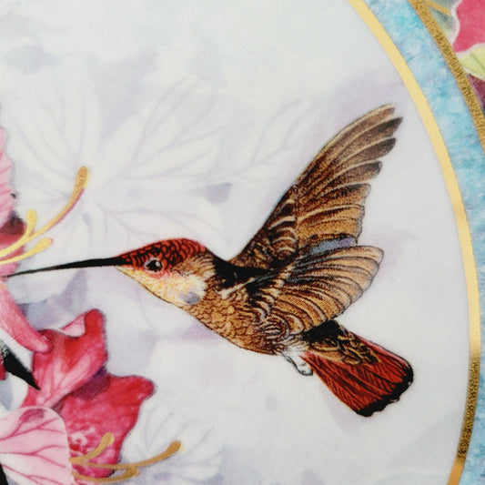 Vintage Royal Doulton Ruby Topaz Hummingbird Plate, Franklin Mint Heirloom Limited Edition