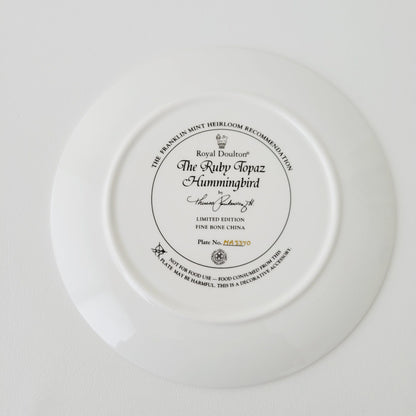 Vintage Royal Doulton Ruby Topaz Hummingbird Plate, Franklin Mint Heirloom Limited Edition