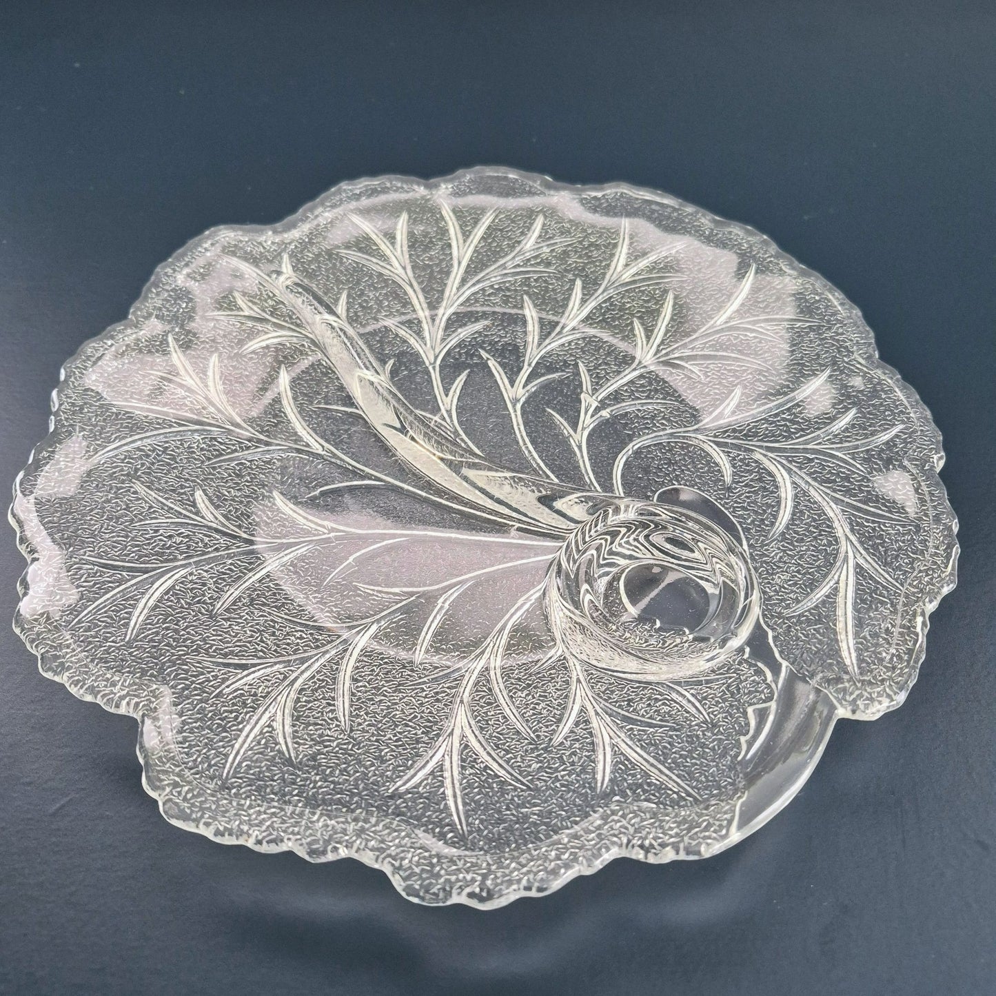 Indiana Glass "Pebble Leaf" Clear Snack Plate, Set of 2, Made in USA