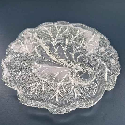 Indiana Glass "Pebble Leaf" Clear Snack Plate, Set of 2, Made in USA