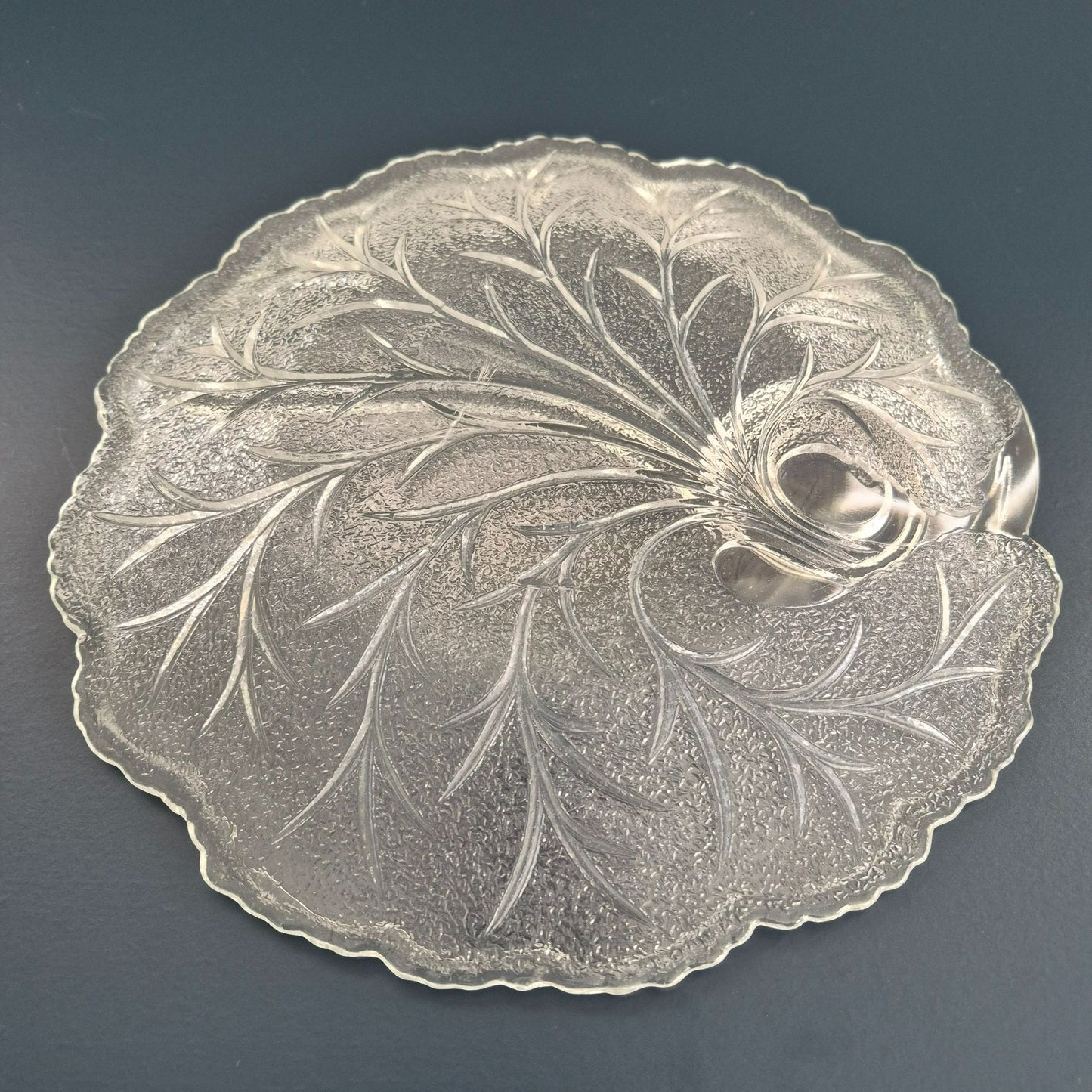 Indiana Glass "Pebble Leaf" Clear Snack Plate, Set of 2, Made in USA