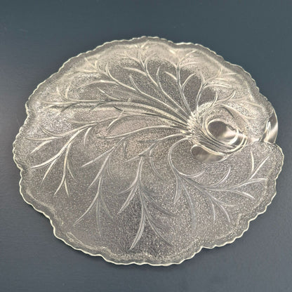 Indiana Glass "Pebble Leaf" Clear Snack Plate, Set of 2, Made in USA