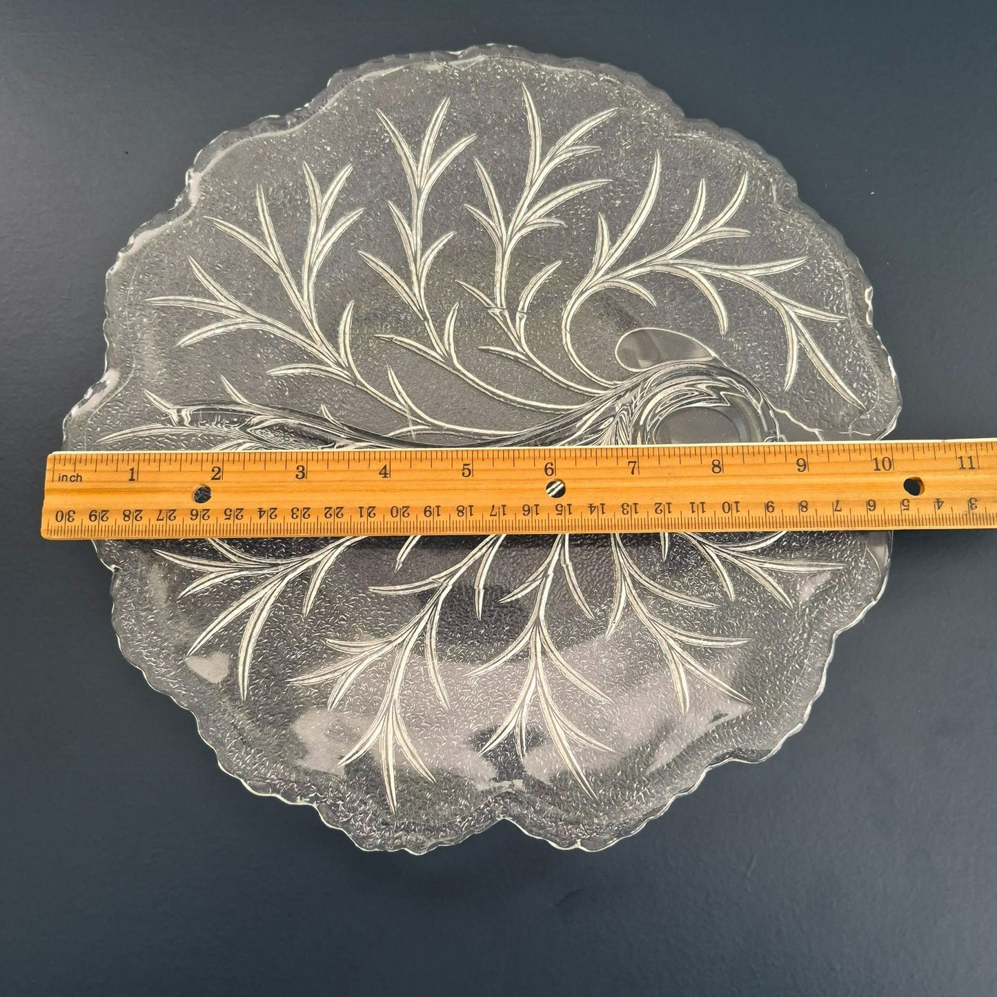Indiana Glass "Pebble Leaf" Clear Snack Plate, Set of 2, Made in USA