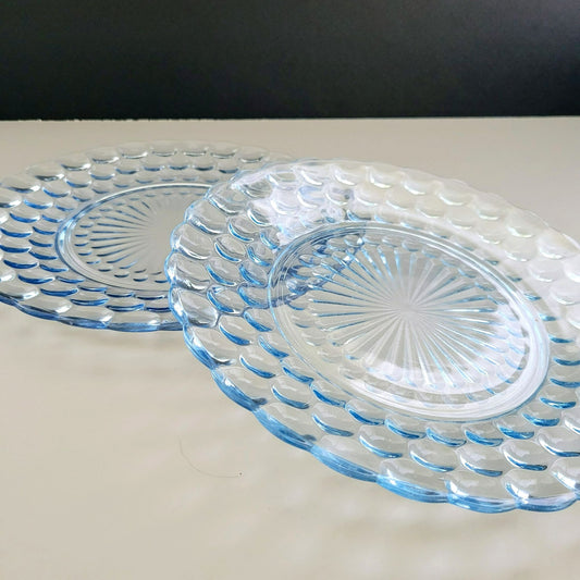 Anchor Hocking Bubble Blue Dinner Plate Set of 2, c.1942-48 USA