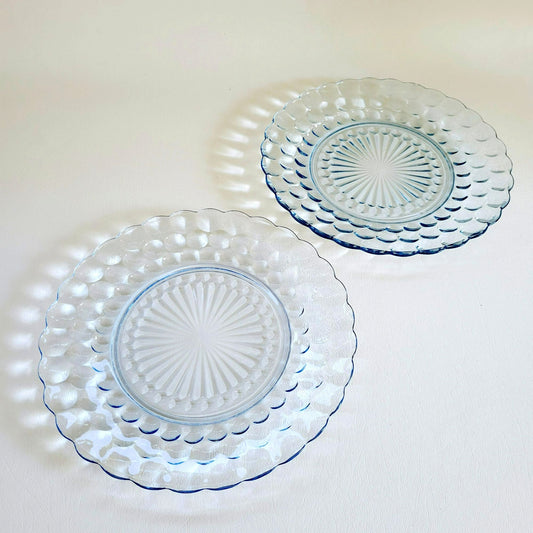 Anchor Hocking Bubble Blue Dinner Plate Set of 2, c.1942-48 USA