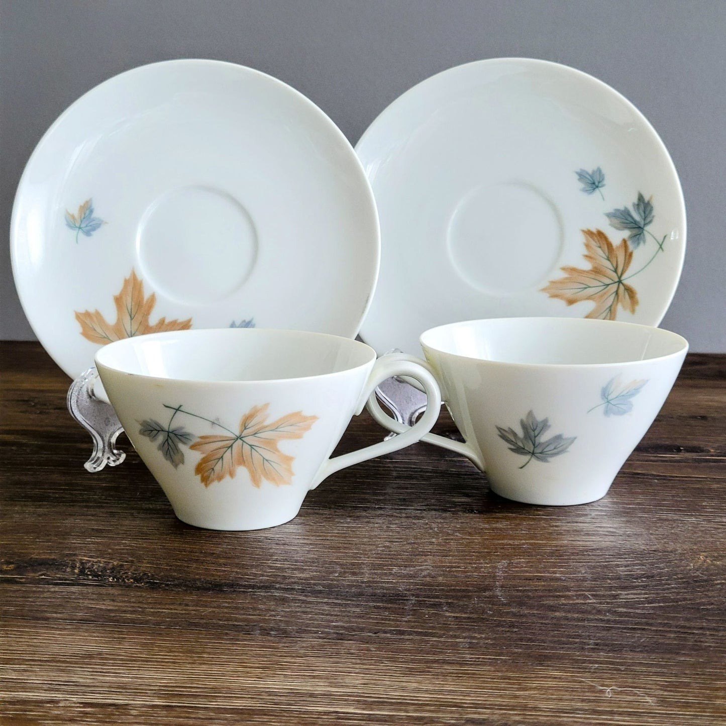 Noritake Maplewood Teacup & Saucer, 2 Sets, c.1960s Japan