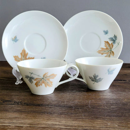 Noritake Maplewood Teacup & Saucer, 2 Sets, c.1960s Japan