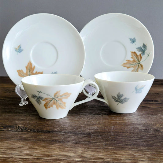 Noritake Maplewood Teacup & Saucer, 2 Sets, c.1960s Japan