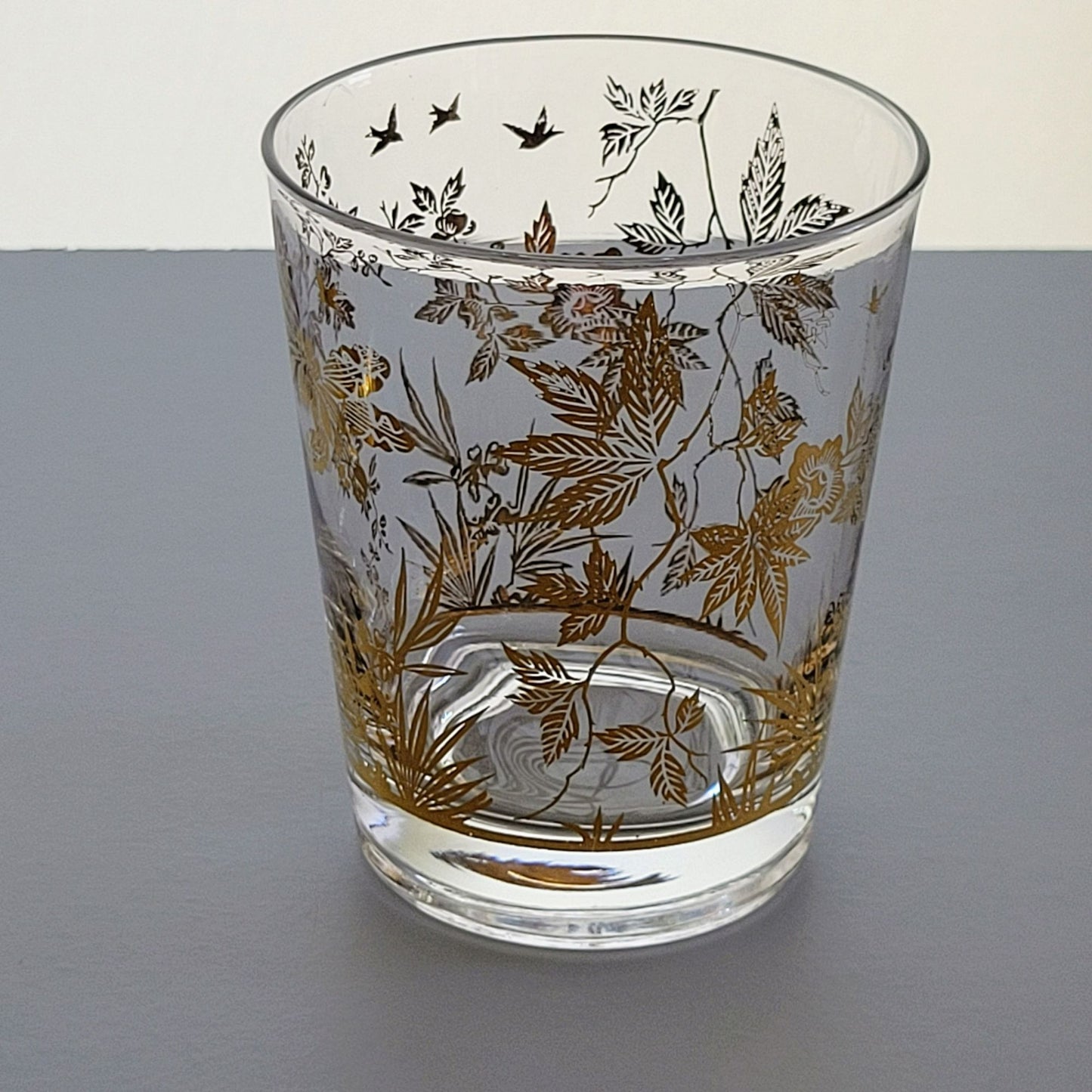 MCM Double Old Fashioned Cocktail Tumbler, Set of 2, by William Meier, 22k Gold Foil, c.1950s USA