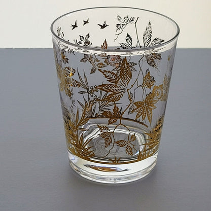 MCM Double Old Fashioned Cocktail Tumbler, Set of 2, by William Meier, 22k Gold Foil, c.1950s USA