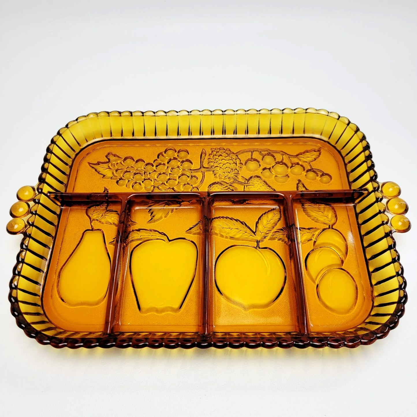 Indiana Glass Amber Relish Serving Tray, USA Made