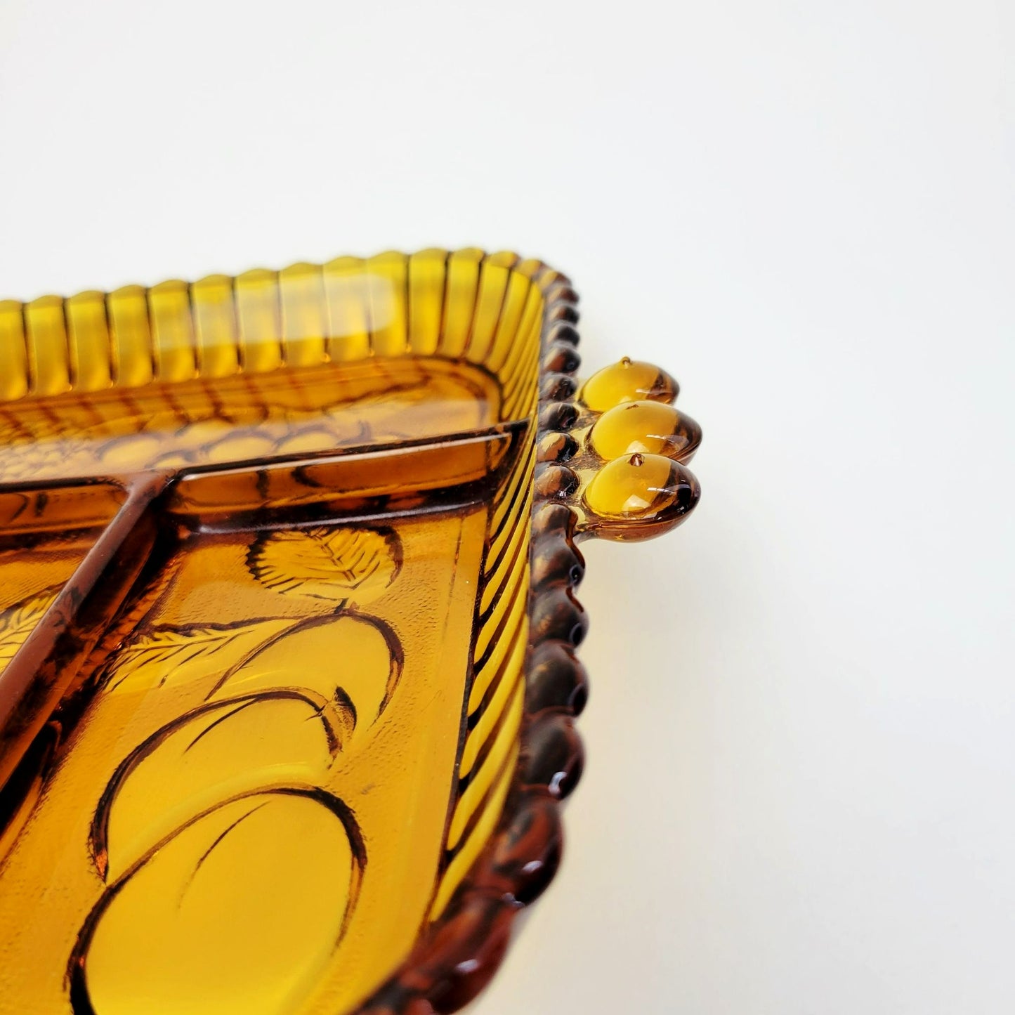 Indiana Glass Amber Relish Serving Tray, USA Made