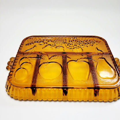 Indiana Glass Amber Relish Serving Tray, USA Made