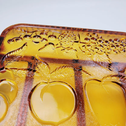 Indiana Glass Amber Relish Serving Tray, USA Made