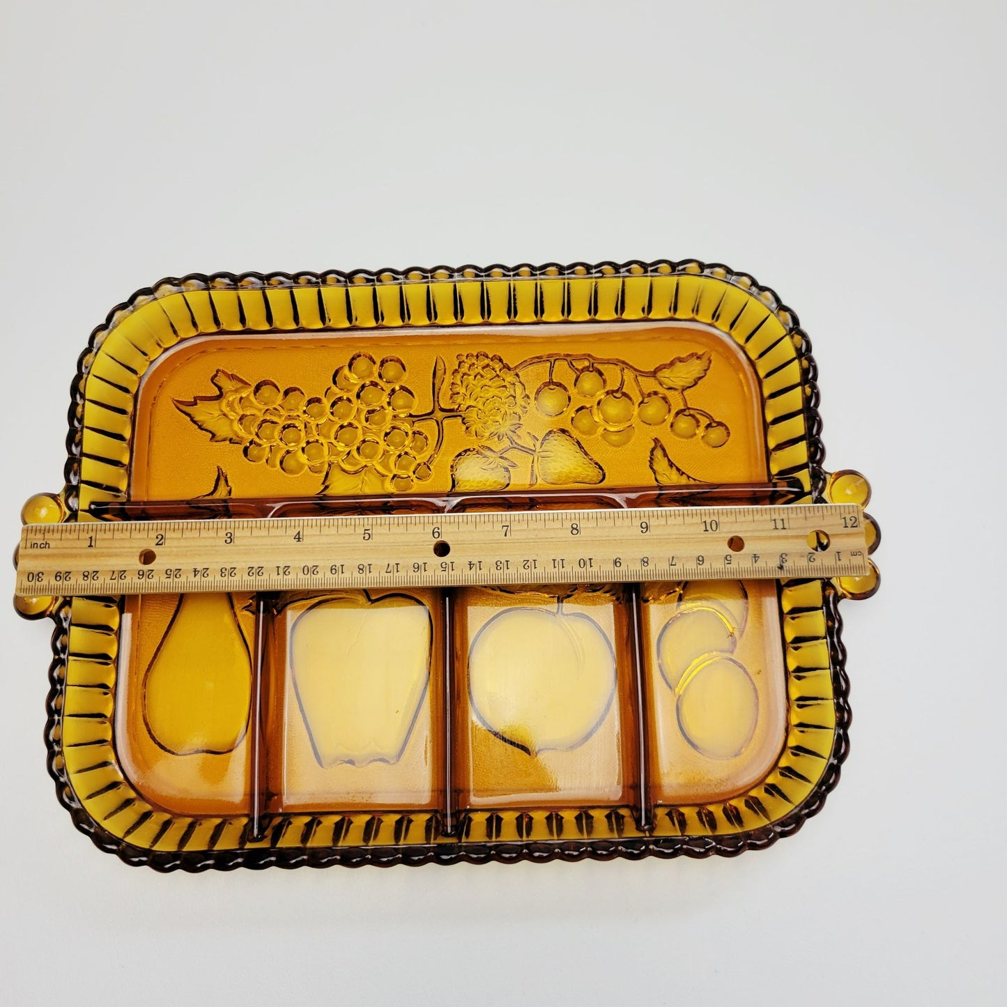 Indiana Glass Amber Relish Serving Tray, USA Made