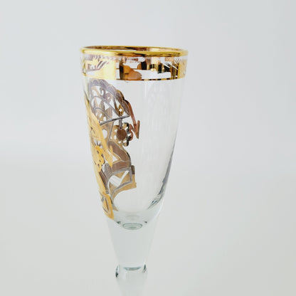 Artesania Tabuisa 14k Gold Encrusted Inca Sun God Champagne Flute Set of 2