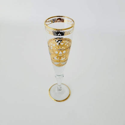 Artesania Tabuisa 14k Gold Encrusted Inca Sun God Champagne Flute Set of 2