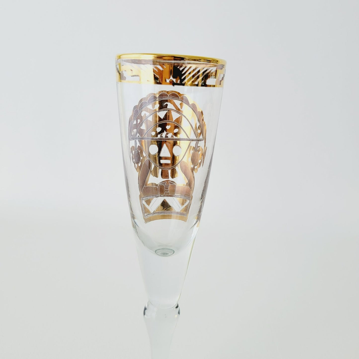 Artesania Tabuisa 14k Gold Encrusted Inca Sun God Champagne Flute Set of 2