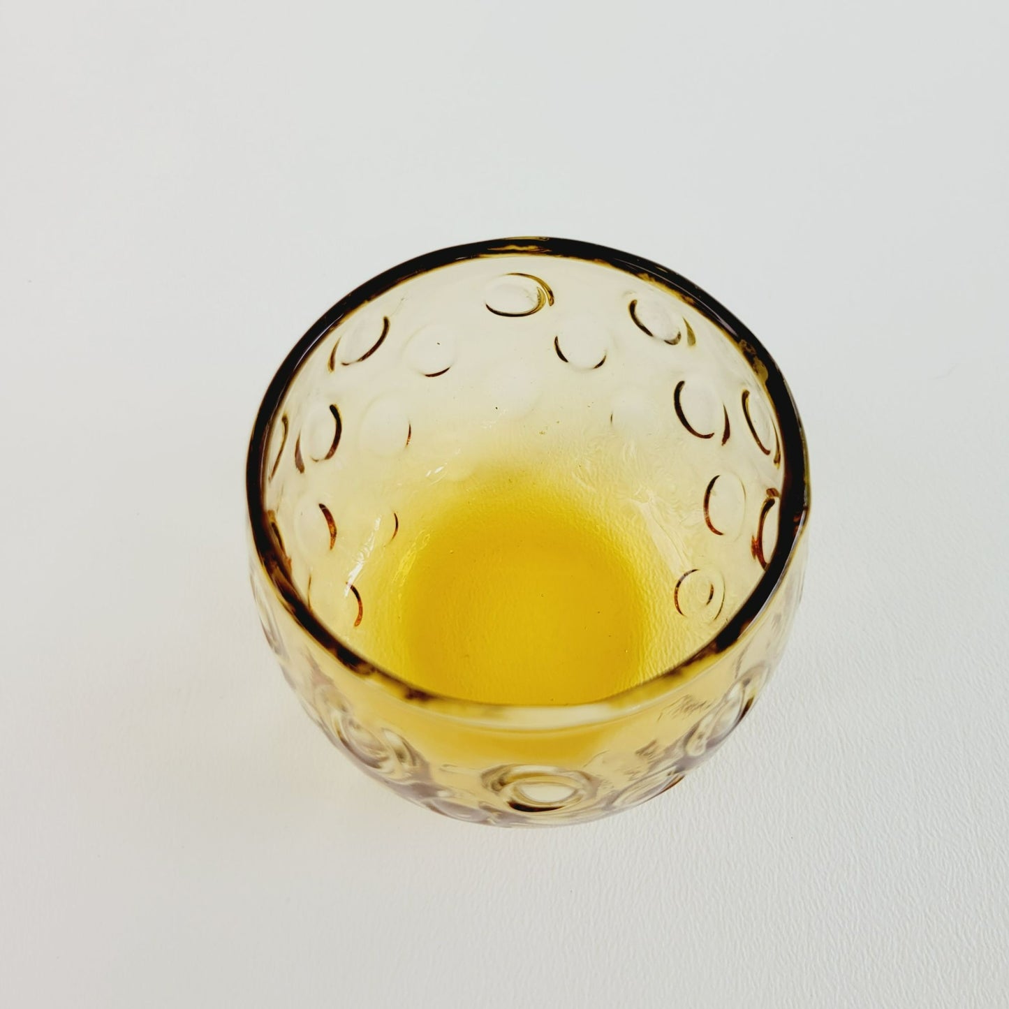 Hand Blown Italian Glass Pitcher & 5 Juice Glasses, Amber Optic Dot & Twisted Handle