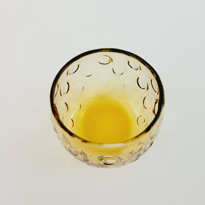 Hand Blown Italian Glass Pitcher & 5 Juice Glasses, Amber Optic Dot & Twisted Handle