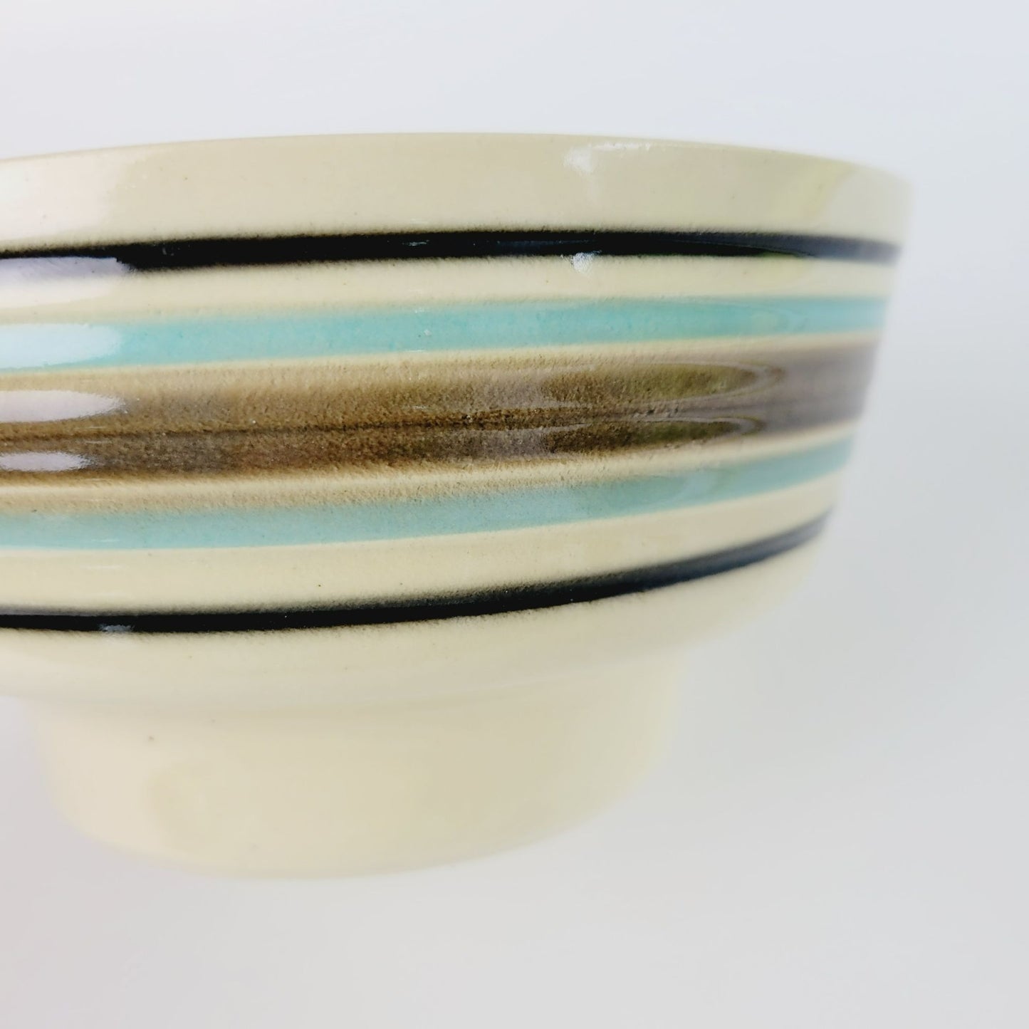 Cookson Pottery Striped Crock 7" Bowl, USA Made