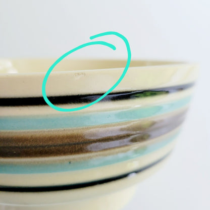 Cookson Pottery Striped Crock 7" Bowl, USA Made