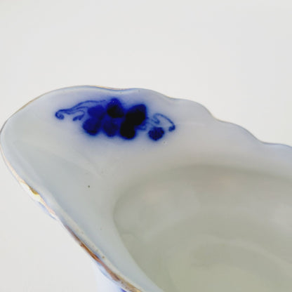 Gridley Clover Flow Blue Gravy Boat, c.1891-1914 England