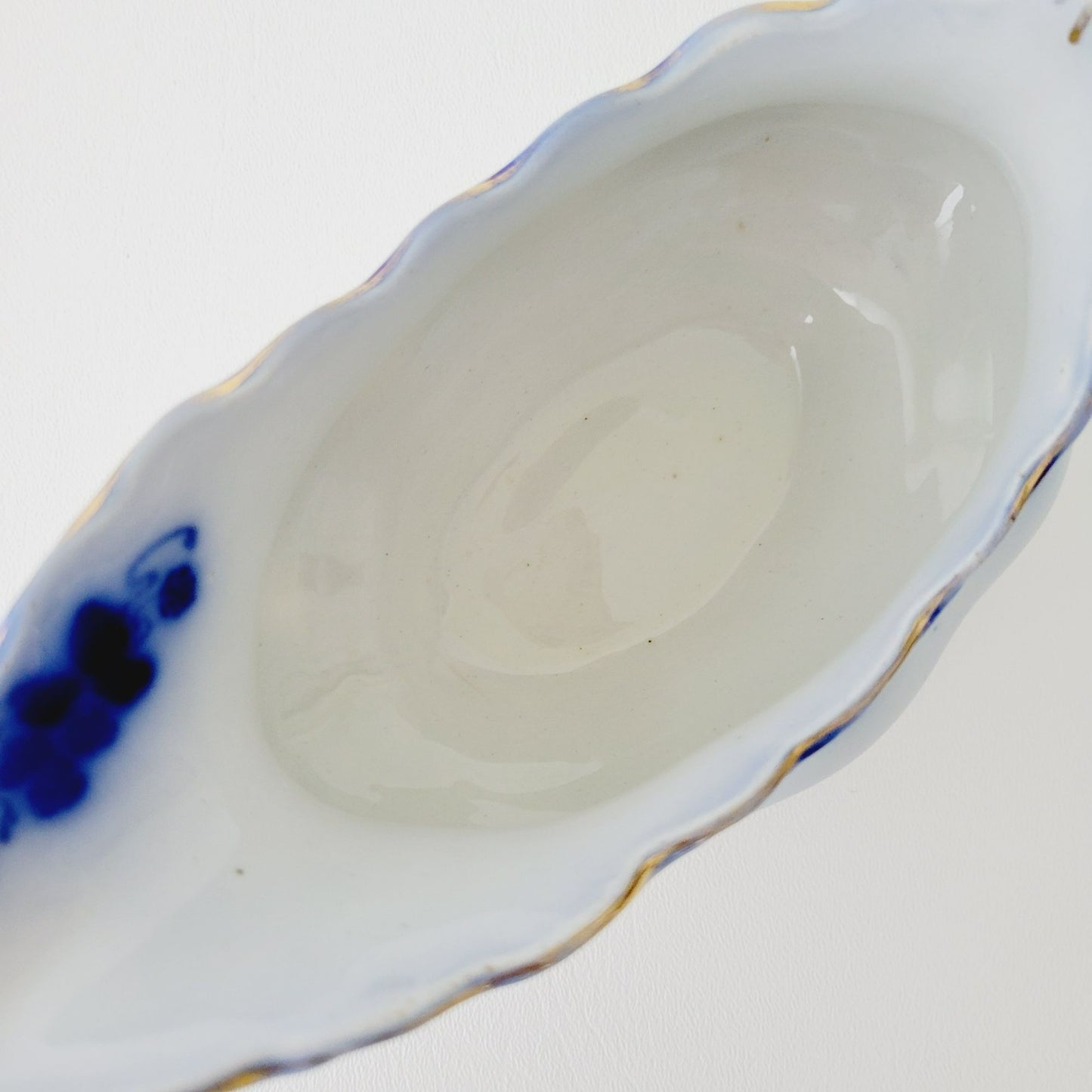 Gridley Clover Flow Blue Gravy Boat, c.1891-1914 England