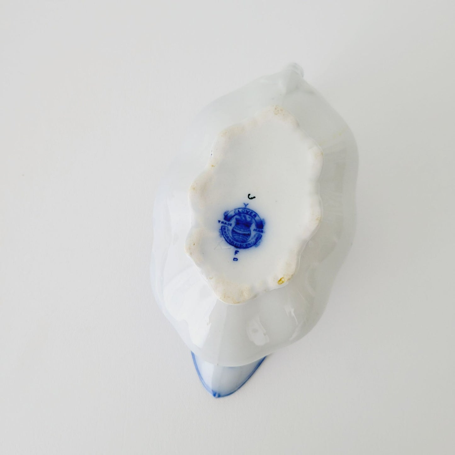 Gridley Clover Flow Blue Gravy Boat, c.1891-1914 England