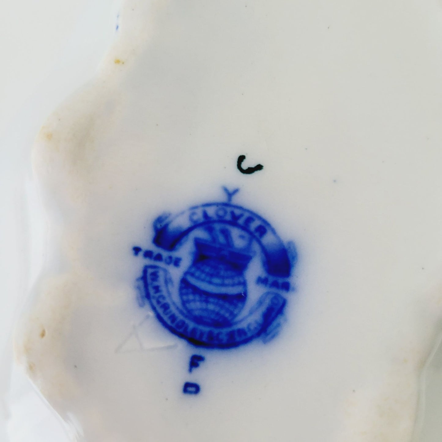 Gridley Clover Flow Blue Gravy Boat, c.1891-1914 England