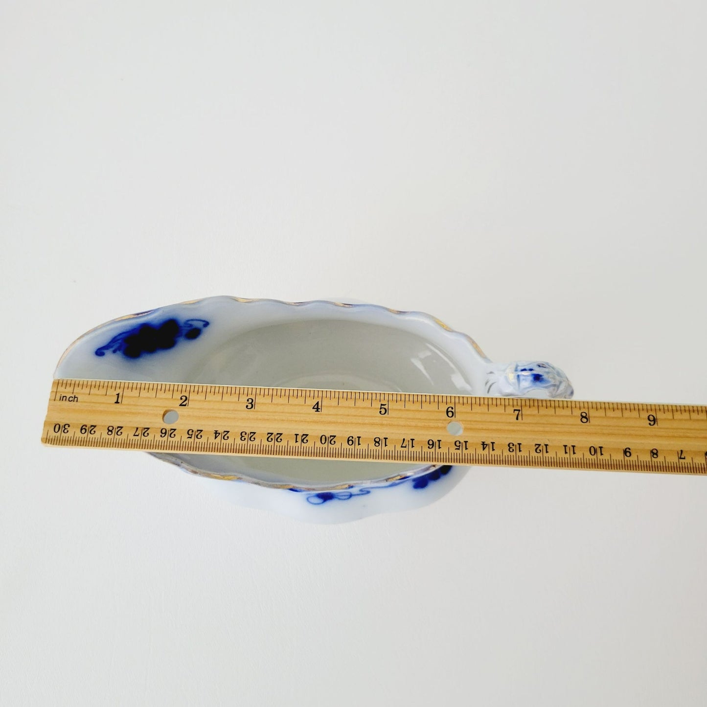 Gridley Clover Flow Blue Gravy Boat, c.1891-1914 England