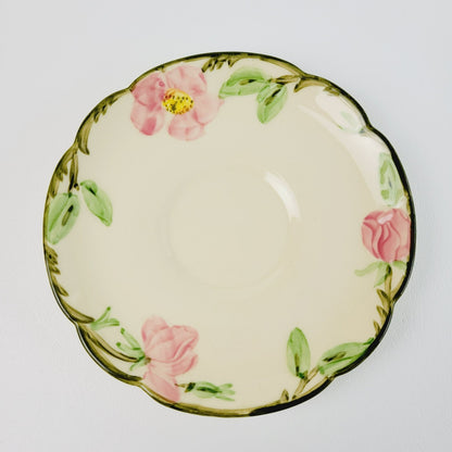 Franciscan  Desert Rose Cup & Saucer, 2 Sets, Hand Painted & Embossed Pink Floral, c.1940-47 USA