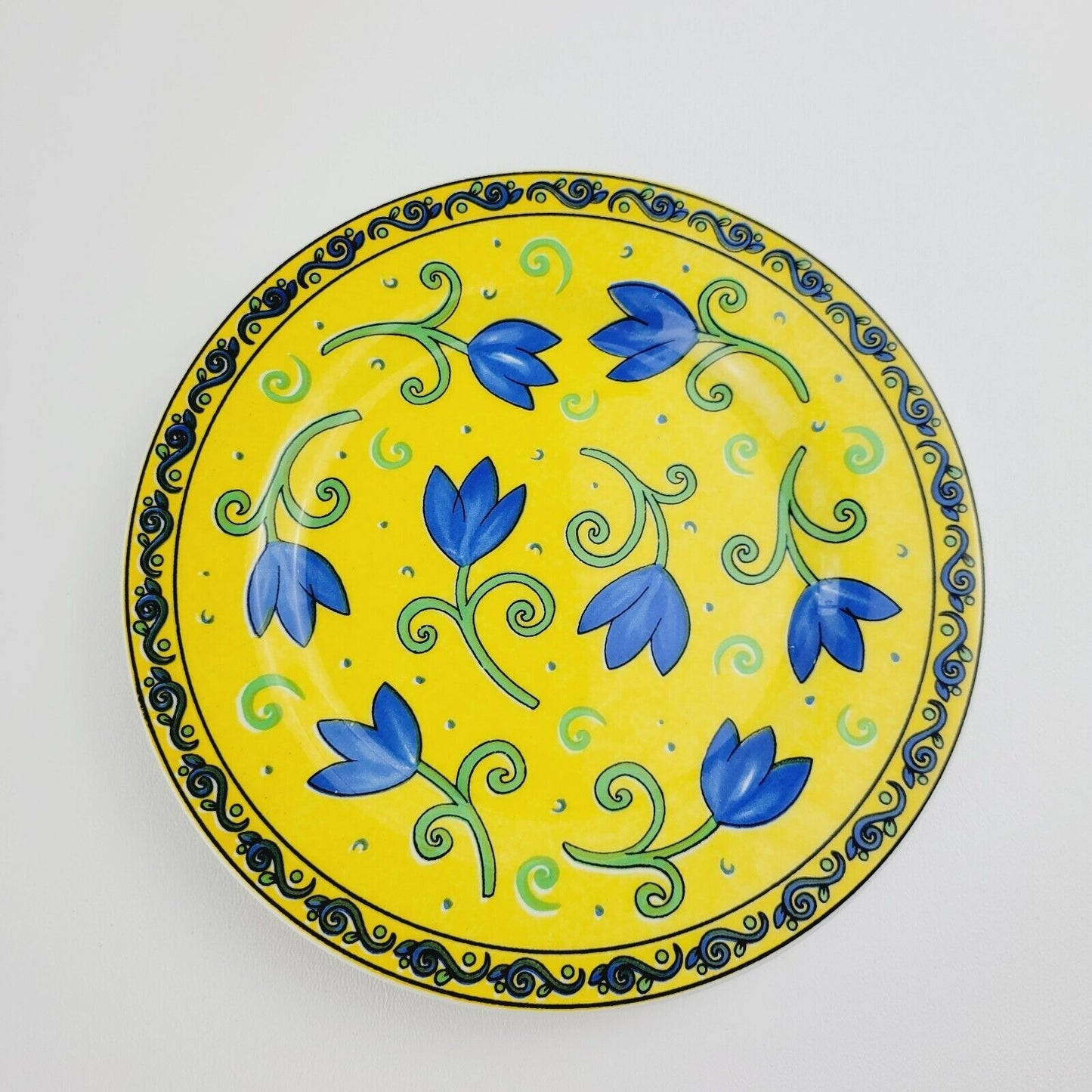 Furio Blue Floral Salad Plate, Made in Italy