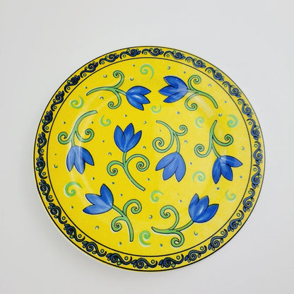 Furio Blue Floral Salad Plate, Made in Italy