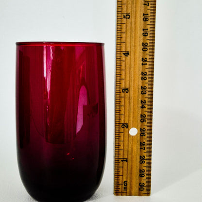 Anchor Hocking "Roly Poly Royal Ruby" Tumbler Glasses, Set of 4, c.1940s-60s USA