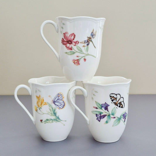 Lenox "Butterfly Meadow" Mug, Set of 3 Mis-Matched Patterns