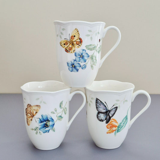 Lenox "Butterfly Meadow" Mug, Set of 3 Mis-Matched Patterns