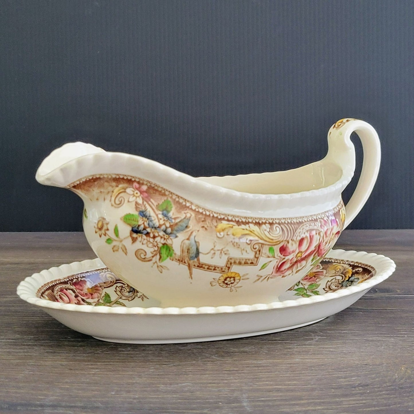 Johnson Bros Devonshire Brown Gravy Boat & Underplate