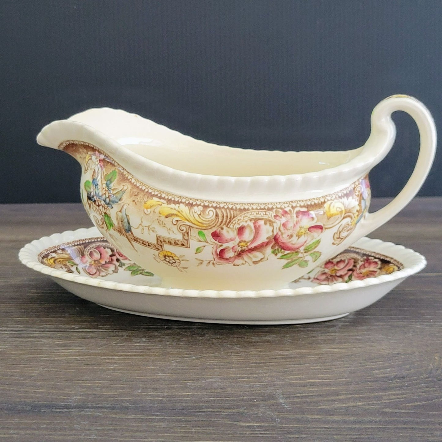 Johnson Bros Devonshire Brown Gravy Boat & Underplate