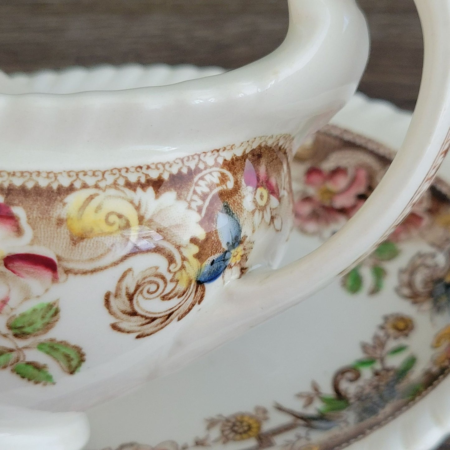 Johnson Bros Devonshire Brown Gravy Boat & Underplate