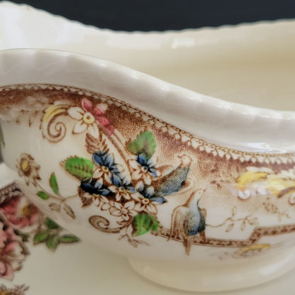 Johnson Bros Devonshire Brown Gravy Boat & Underplate