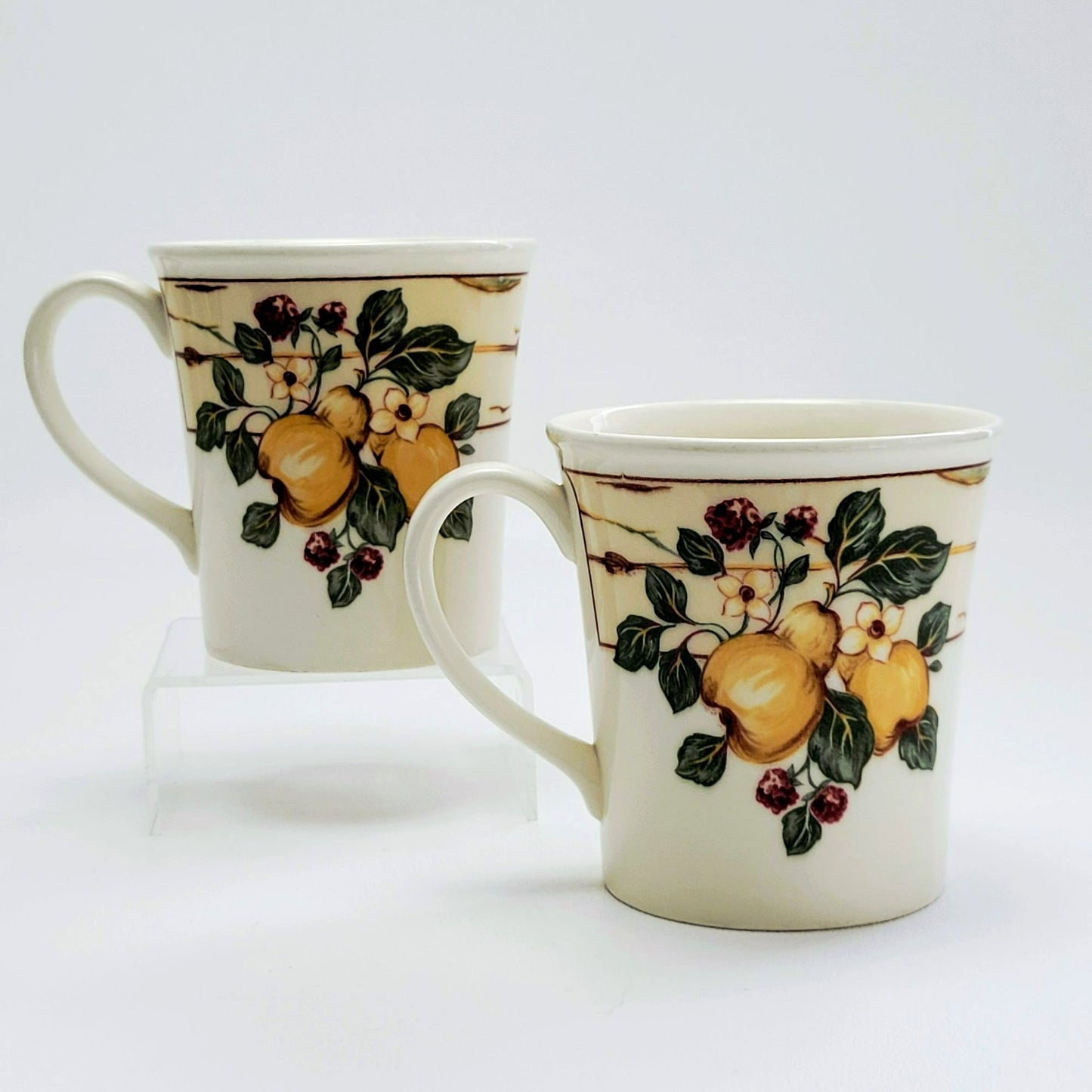 Wedgwood Pears & Berries Coffee Mug Set of 2, c.1998 England