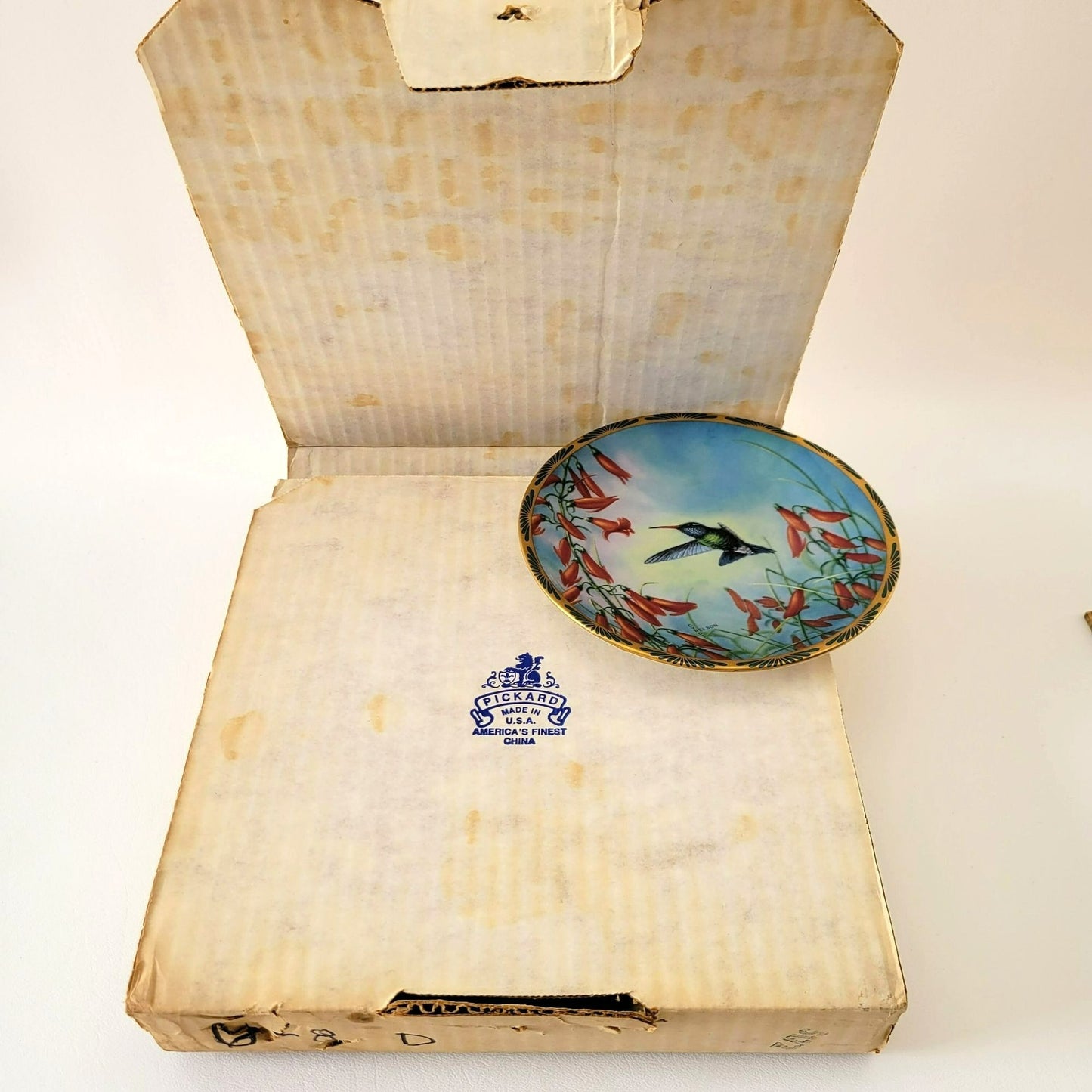 Vintage Hummingbird Small Collectors Plate, Pickard Gems of Nature Broad-billed Hummingbird, Cyndi Nelson Beautiful Hummingbirds Series c.1990s