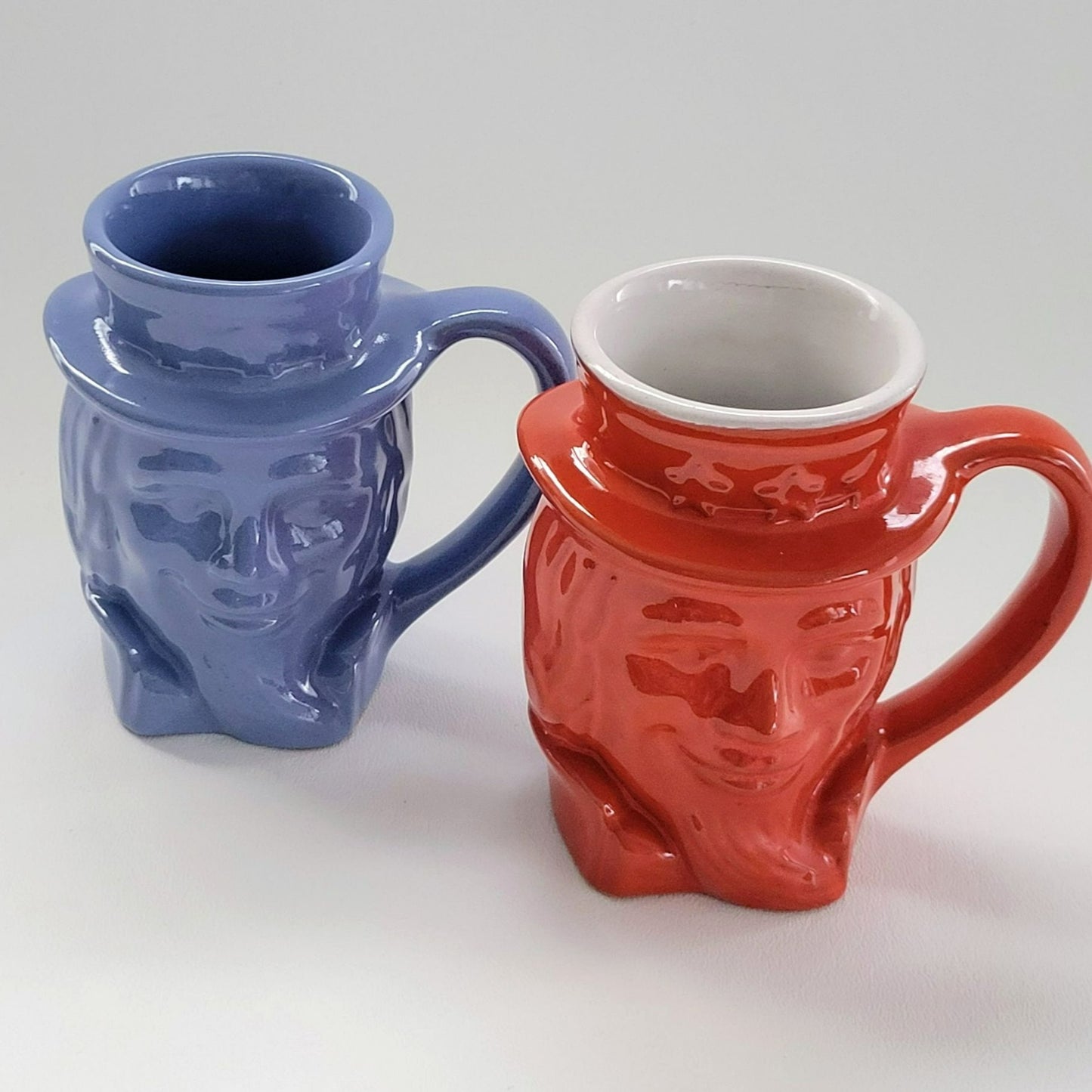 Frankoma Art Pottery Uncle Sam Mug Set of 2,  c.1976 USA Made