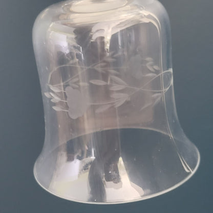 Unique Small Flameless Tealight Lamp, Clear Frosted & Seafoam Green, Embossed  & Etched Floral Design