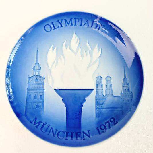 Vintage 1972 Olympic Games Plate, Royal Copenhagen B&G Olympiade München 1972 Commemorative Plate, Made in Denmark
