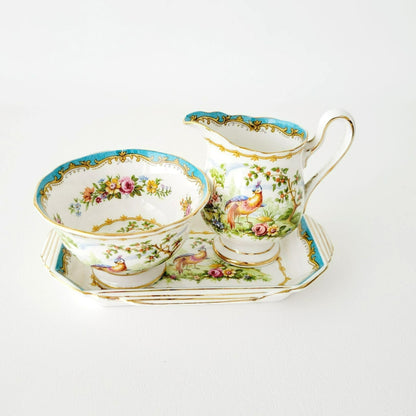 Royal Albert Chelsea Bird Demitasse Creamer, Sugar Bowl & Tray Set