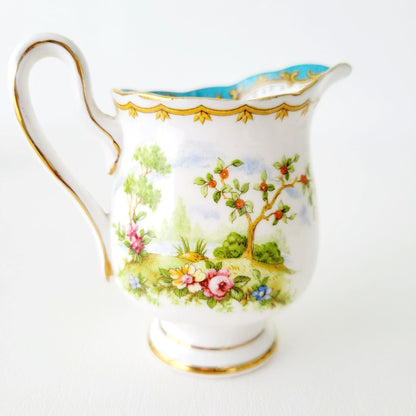 Royal Albert Chelsea Bird Demitasse Creamer, Sugar Bowl & Tray Set