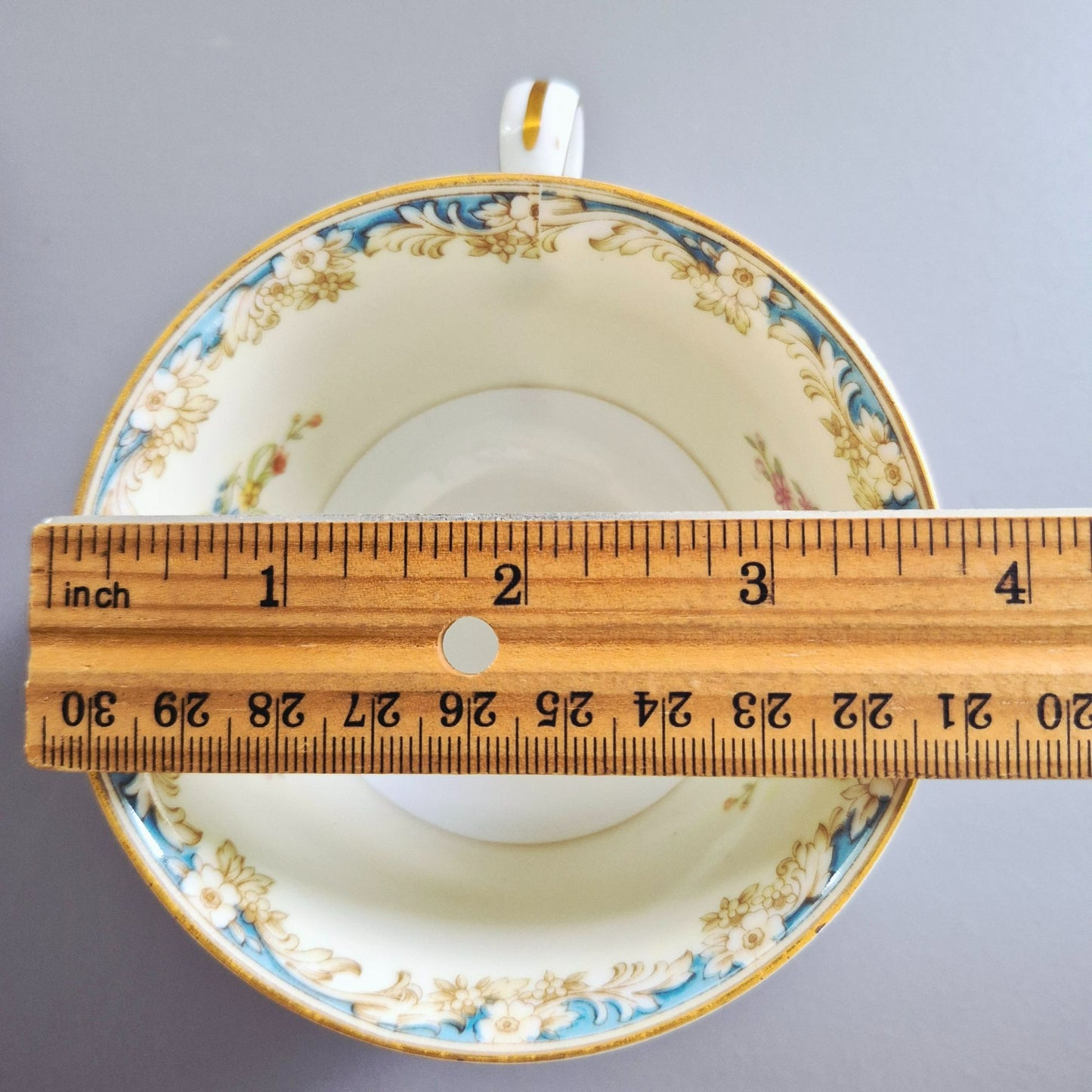 Noritake Floral Spray Teacup & Saucer, 2 Sets, c.1945-48 Occupied Japan
